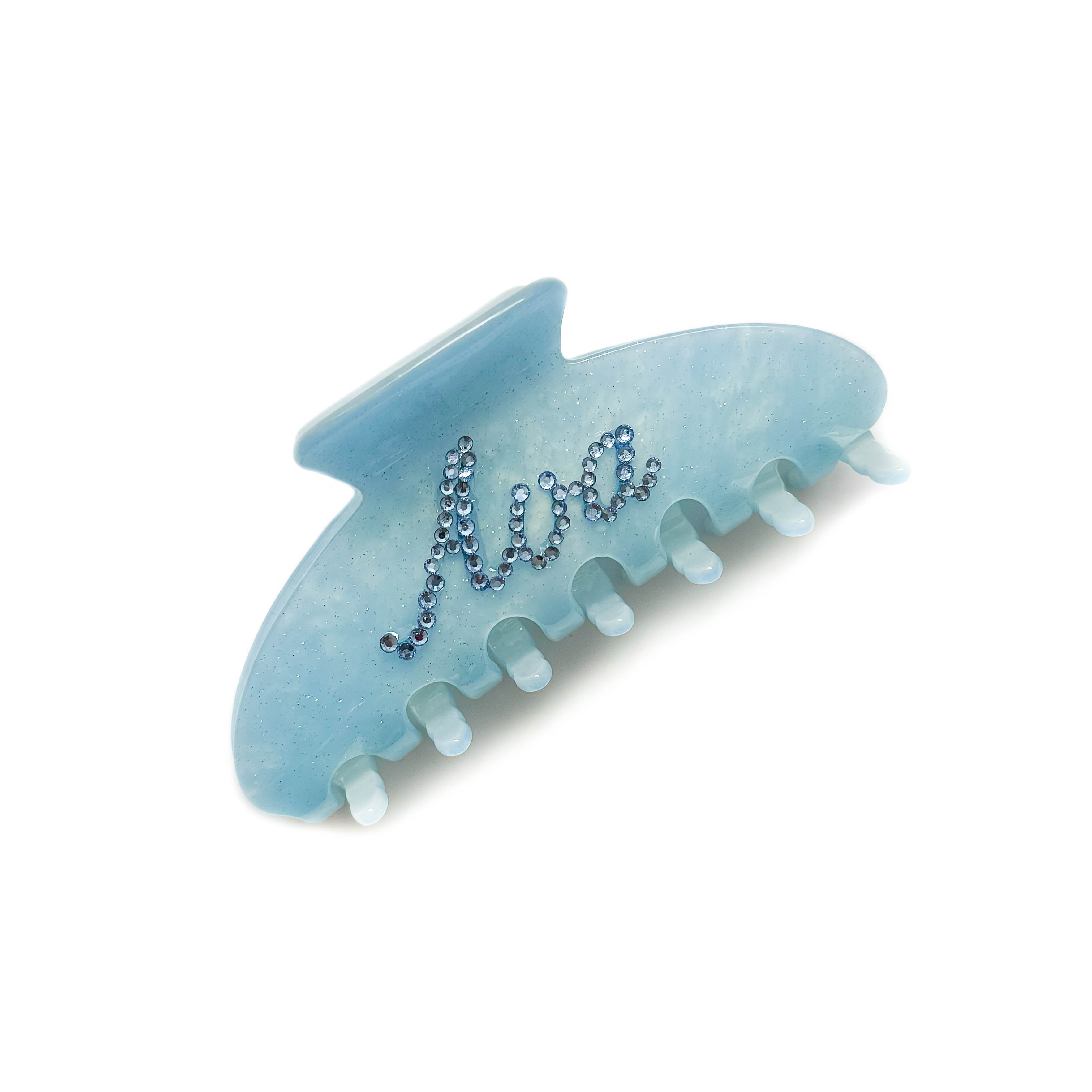 Custom Unicorn Hair Claw Clip - Aqua Blue & Purple - GLITZ N PIECES