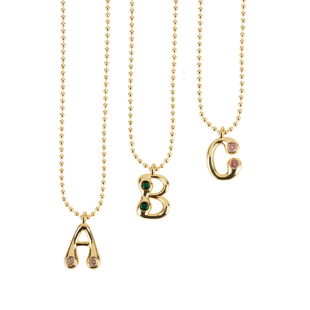 Groovy Bubble Initial Necklace - GLITZ N PIECES
