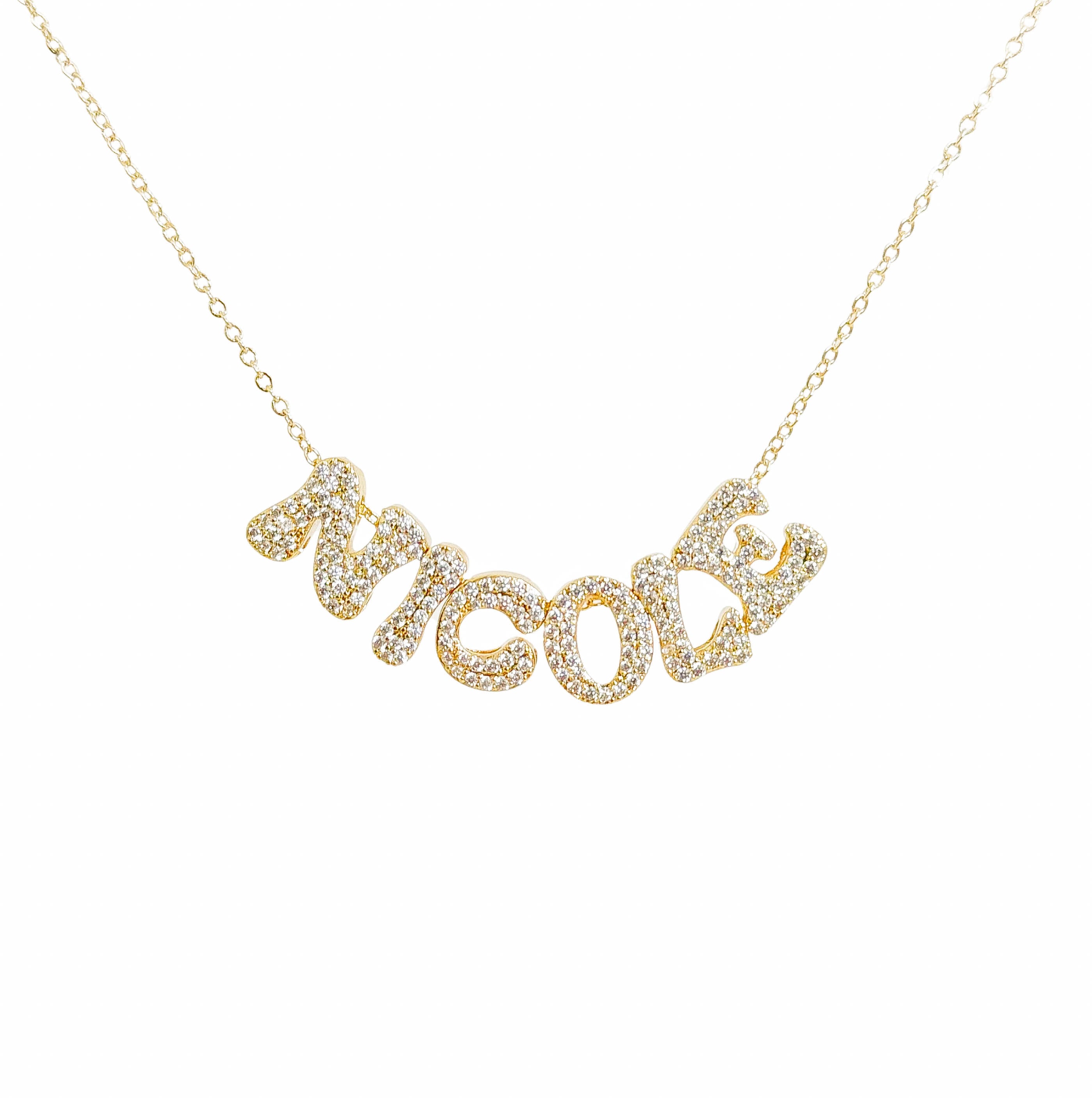 The Personalised Diamanté Bubble Name Necklace - GLITZ N PIECES