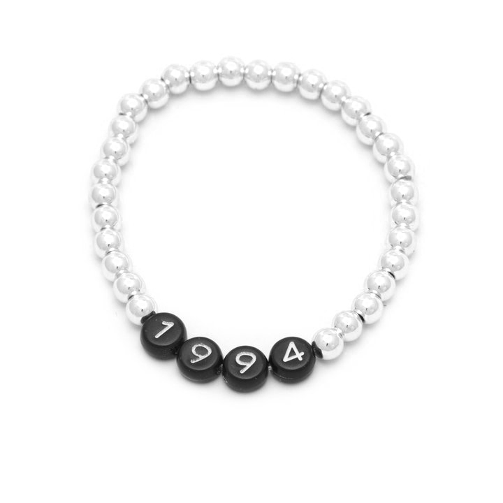 Personalised Friendship Bracelet Silver - Black & White - GLITZ N PIECES