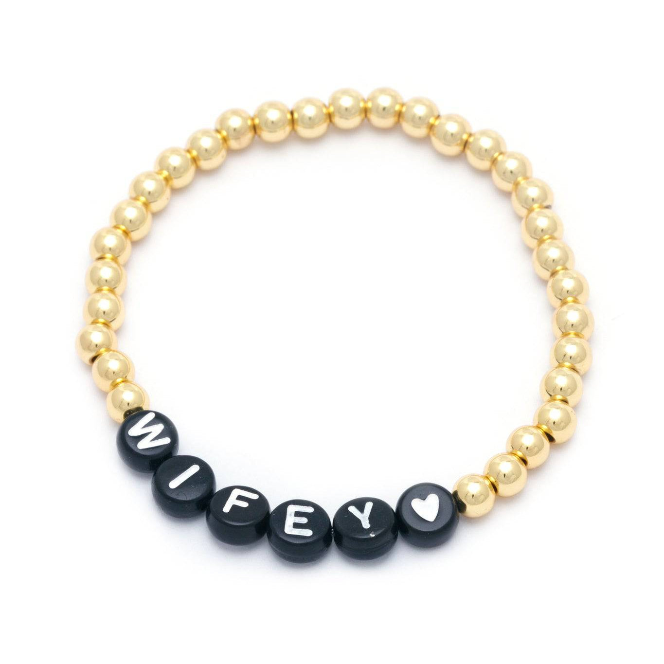 Personalised Friendship Bracelet Gold- Black & White - GLITZ N PIECES