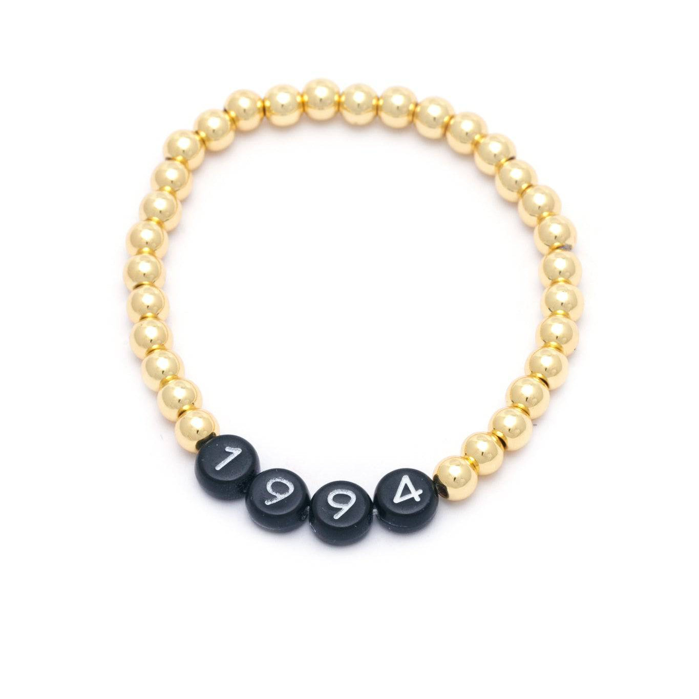 Personalised Friendship Bracelet Gold- Black & White - GLITZ N PIECES