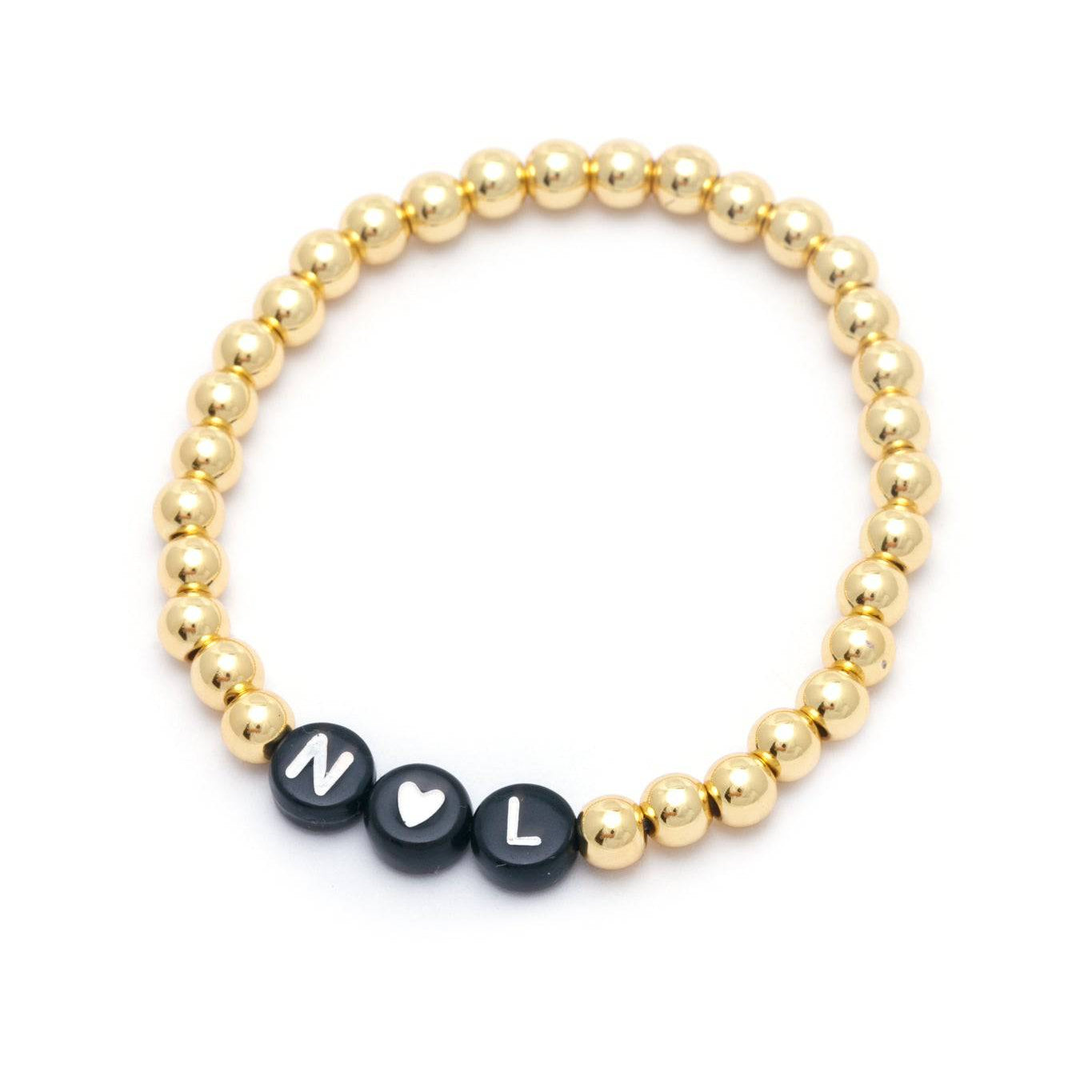 Personalised Friendship Bracelet Gold- Black & White - GLITZ N PIECES