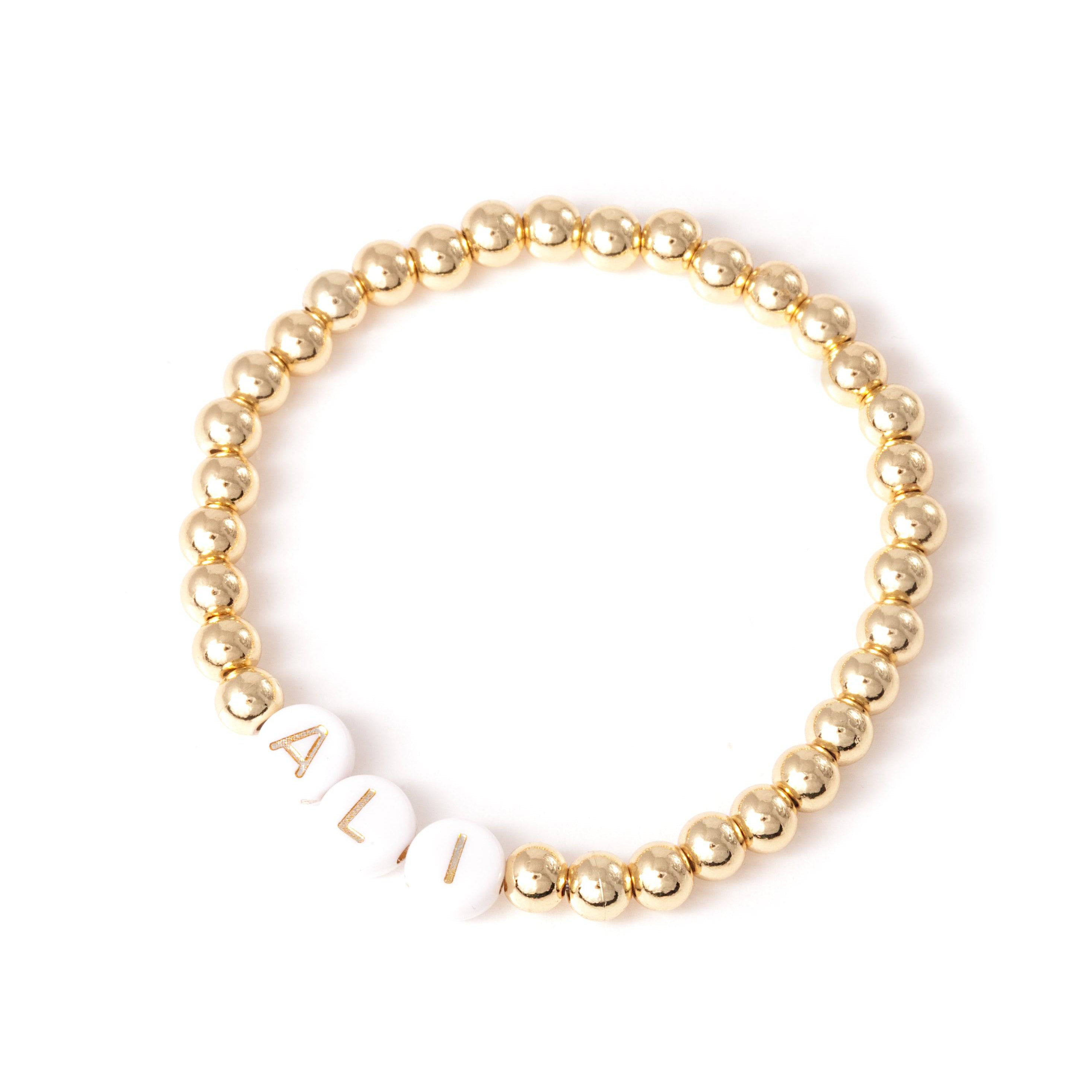 Personalised Friendship Bracelet Gold - Gold & White - GLITZ N PIECES
