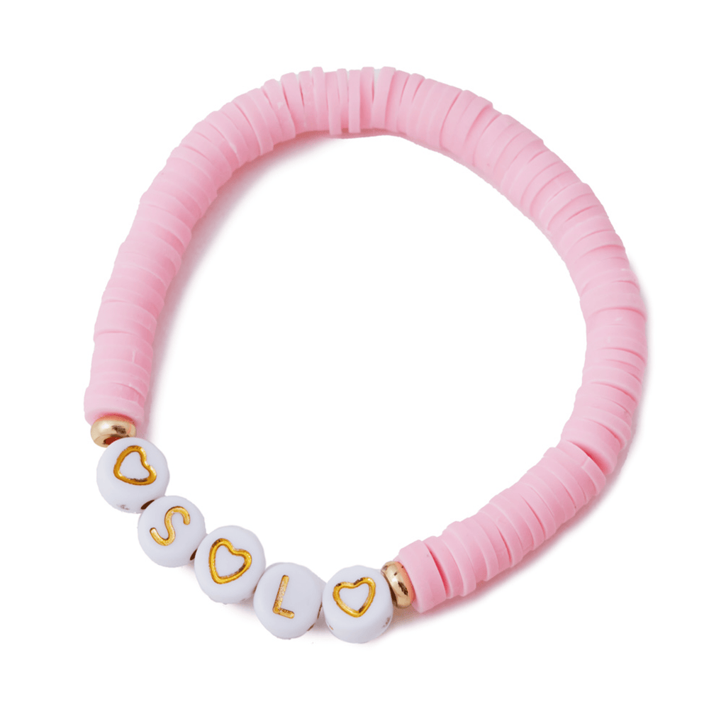 Personalised Friendship Bracelet Pink - Gold & White - GLITZ N PIECES