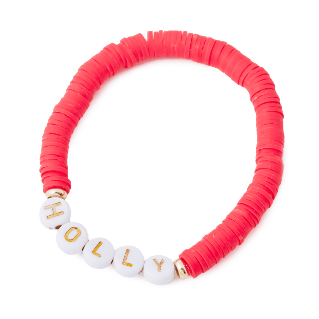 Personalised Friendship Bracelet Red - Gold & White - GLITZ N PIECES