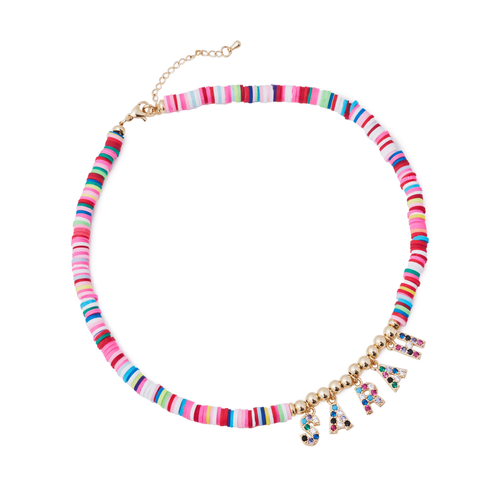 Personalised Friendship Necklace Multicoloured -  Multi Diamante - GLITZ N PIECES