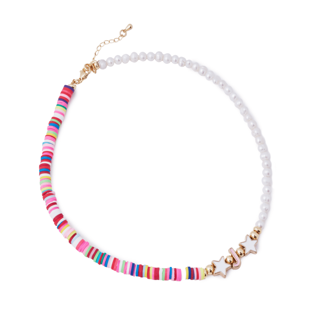 Personalised Friendship Multicoloured & Pearl Necklace 3D - GLITZ N PIECES