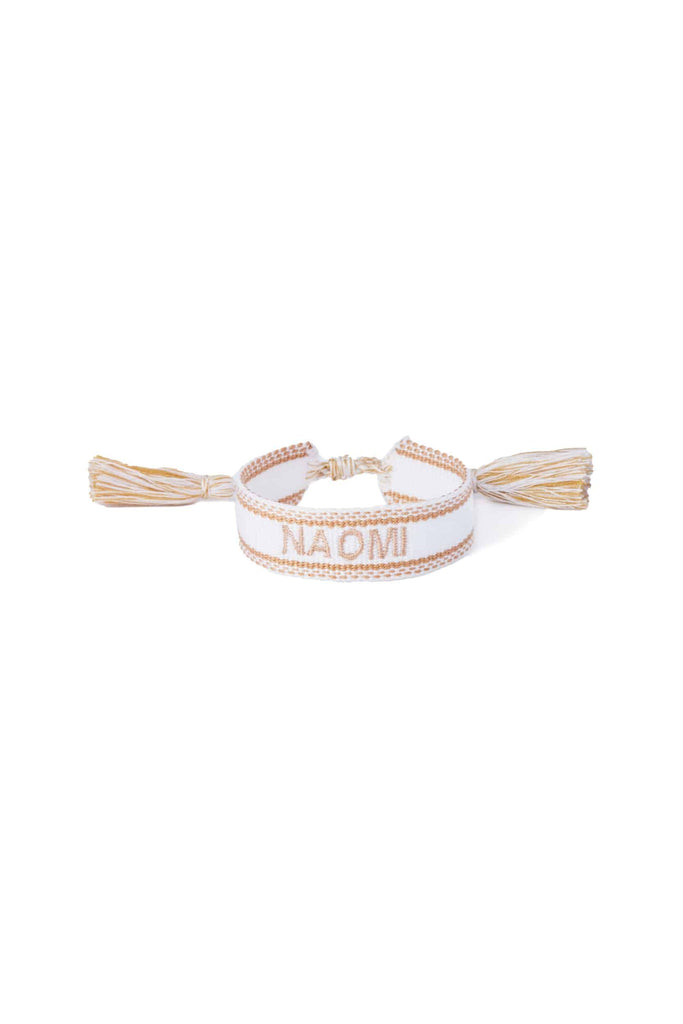 Personalised Woven Bracelet - White & Mocha - GLITZ N PIECES