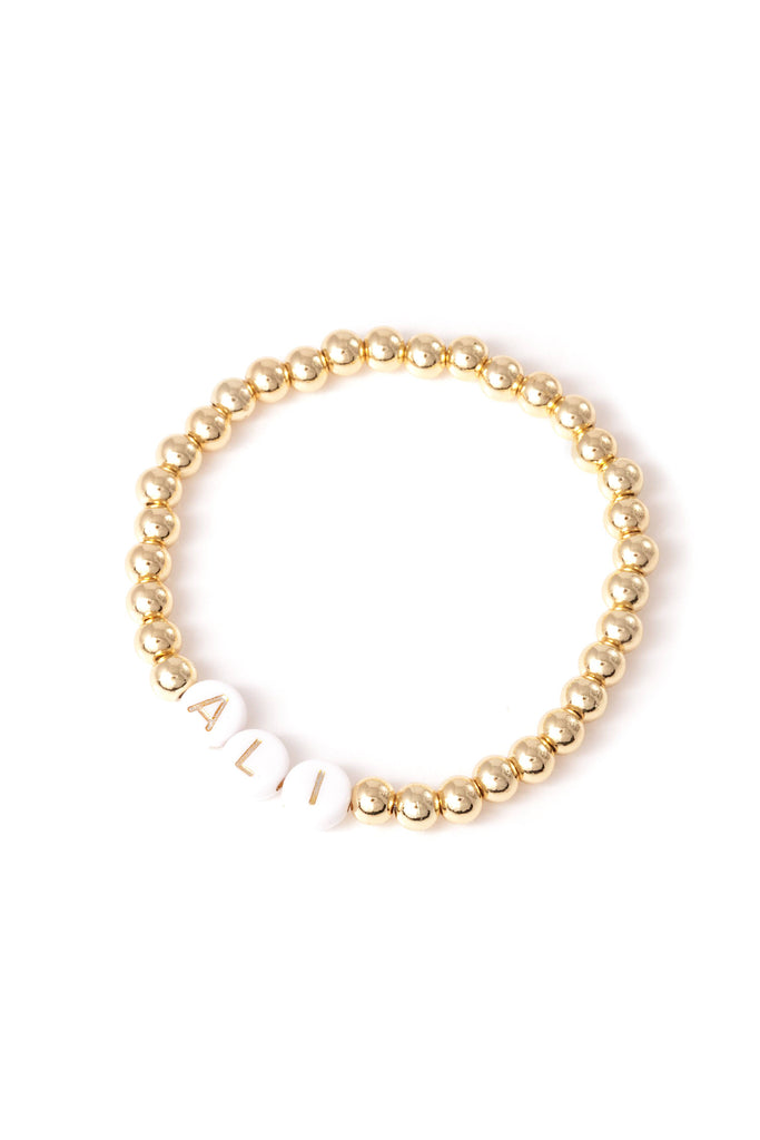 Personalised Friendship Bracelet Gold - Gold & White - GLITZ N PIECES